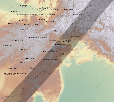 Map of the eclipse path across Afghanistan on 02/14/2325