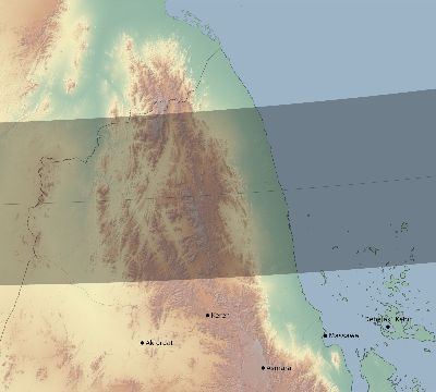 Map of the eclipse path across Eritrea on 02/14/2325