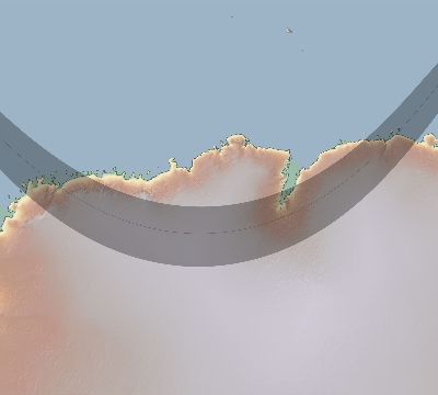Map of the eclipse path across Antarctica on 12/25/2326
