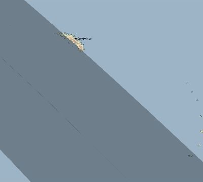 Map of the eclipse path across South Georgia on 12/25/2326