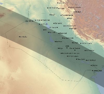Map of the eclipse path across Iraq on 06/20/2327