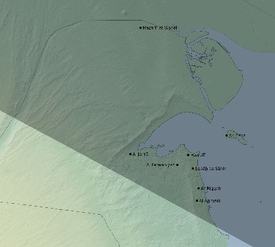 Map of the eclipse path across Kuwait on 06/20/2327