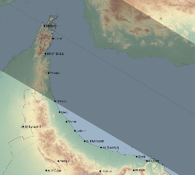 Map of the eclipse path across Oman on 06/20/2327