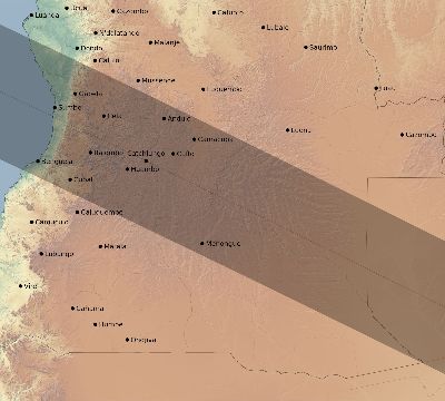 Map of the eclipse path across Angola on 12/14/2327