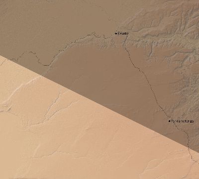 Map of the eclipse path across Botswana on 12/14/2327