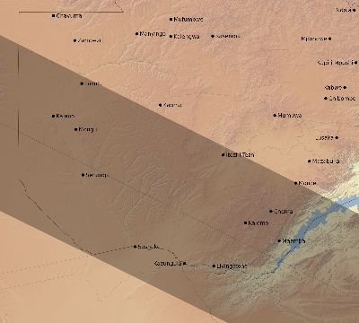 Map of the eclipse path across Zambia on 12/14/2327