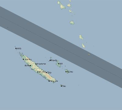 Map of the eclipse path across New Caledonia on 06/09/2328