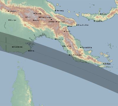 Map of the eclipse path across Papua New Guinea on 06/09/2328