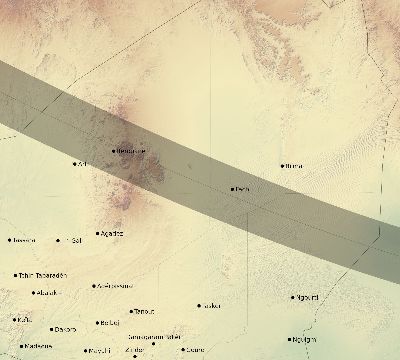 Map of the eclipse path across Niger on 12/02/2328