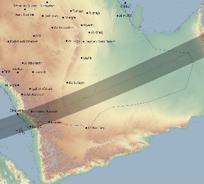 Map of the eclipse path across Saudi Arabia on 12/02/2328