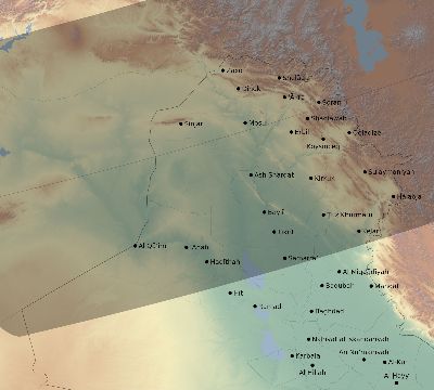 Map of the eclipse path across Iraq on 04/19/2330