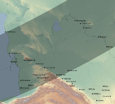 Map of the eclipse path across Turkmenistan on 04/19/2330
