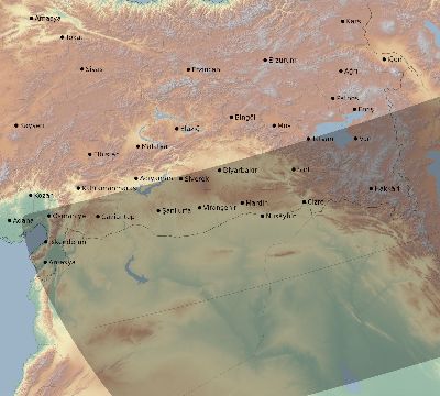 Map of the eclipse path across Turkey on 04/19/2330
