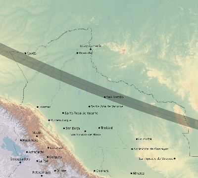Map of the eclipse path across Bolivia on 10/02/2331