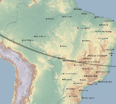 Map of the eclipse path across Brazil on 10/02/2331