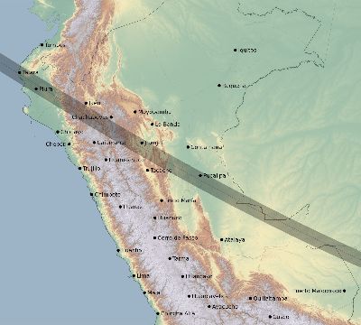 Map of the eclipse path across Peru on 10/02/2331