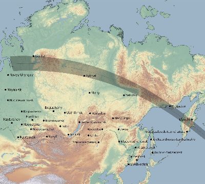 Map of the eclipse path across Russia on 09/21/2332