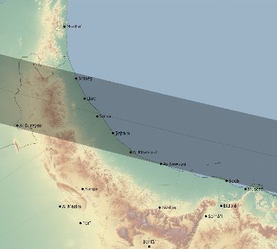 Map of the eclipse path across Oman on 02/05/2334