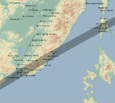 Map of the eclipse path across Russia on 02/05/2334