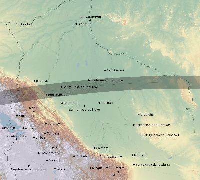 Map of the eclipse path across Bolivia on 07/31/2334