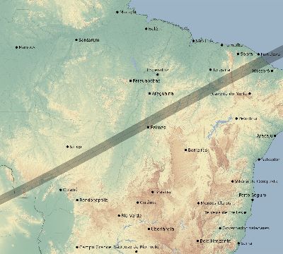 Map of the eclipse path across Brazil on 01/25/2335