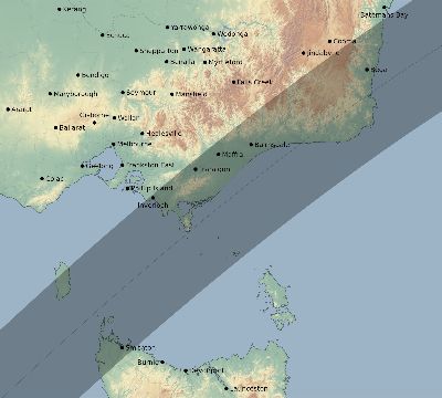Map of the eclipse path across Australia on 05/31/2337
