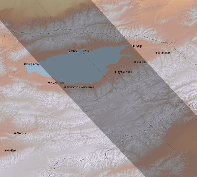 Map of the eclipse path across Kyrgyzstan on 11/23/2337