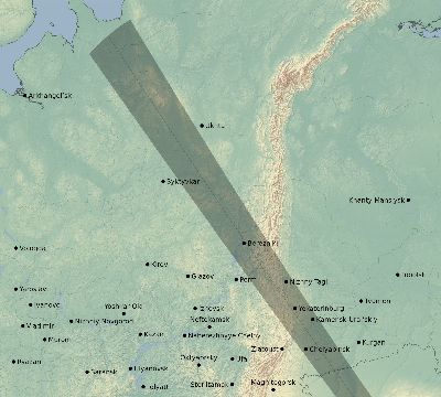 Map of the eclipse path across Russia on 11/23/2337