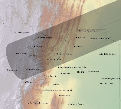 Map of the eclipse path across Argentina on 05/20/2338