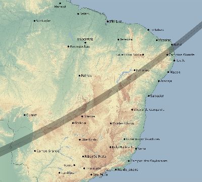 Map of the eclipse path across Brazil on 05/20/2338
