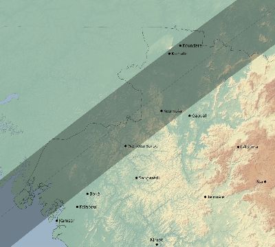 Map of the eclipse path across Guinea on 05/20/2338