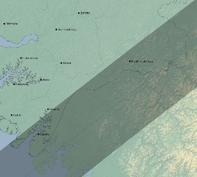 Map of the eclipse path across Guinea-Bissau on 05/20/2338