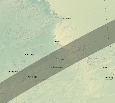 Map of the eclipse path across Mauritania on 05/20/2338