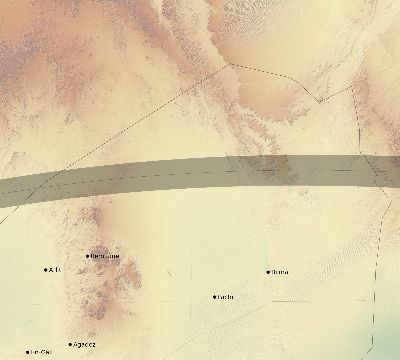 Map of the eclipse path across Niger on 05/20/2338