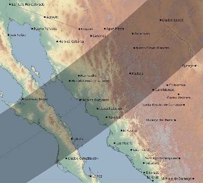 Map of the eclipse path across Mexico on 05/09/2339