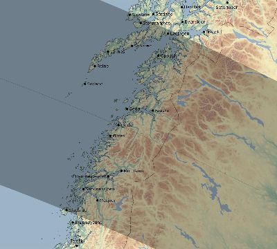 Map of the eclipse path across Norway on 05/09/2339