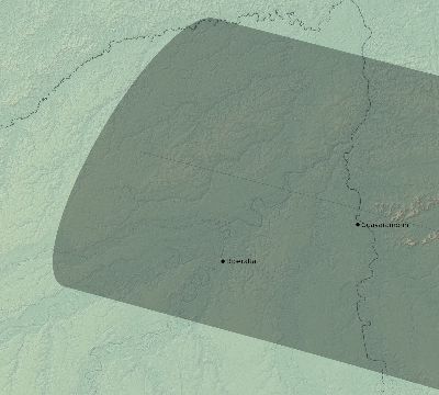 Map of the eclipse path across Bolivia on 11/02/2339