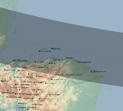 Map of the eclipse path across Honduras on 09/12/2341