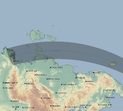 Map of the eclipse path across Russia on 09/12/2341