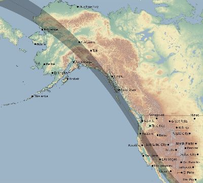 Map of the eclipse path across United States on 09/12/2341