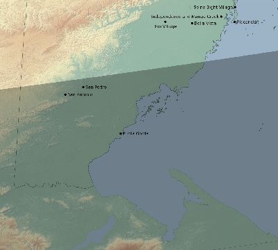 Map of the eclipse path across Belize on 02/25/2343