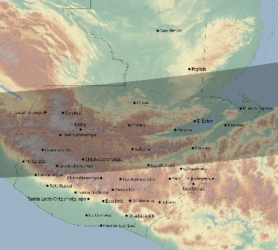 Map of the eclipse path across Guatemala on 02/25/2343