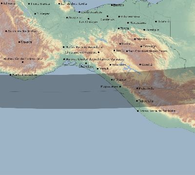Map of the eclipse path across Mexico on 02/25/2343