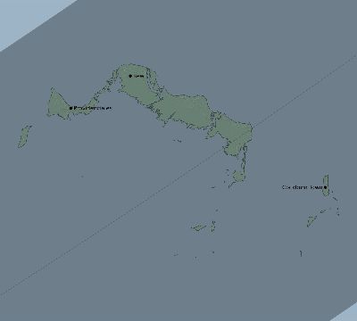Map of the eclipse path across Turks and Caicos Islands on 02/25/2343