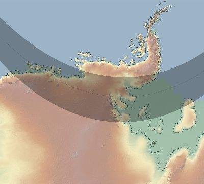 Map of the eclipse path across Antarctica on 01/04/2345