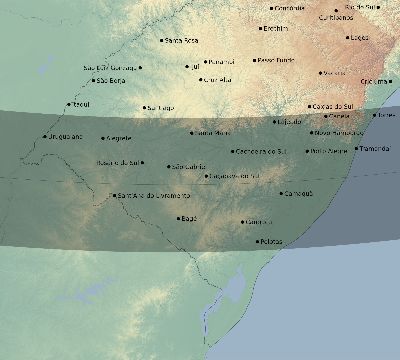 Map of the eclipse path across Brazil on 12/24/2345