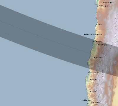 Map of the eclipse path across Chile on 12/24/2345