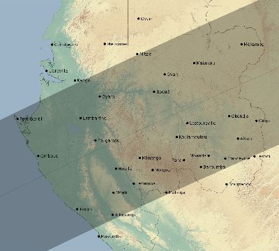 Map of the eclipse path across Gabon on 12/24/2345