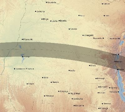 Map of the eclipse path across DR Congo on 06/20/2346