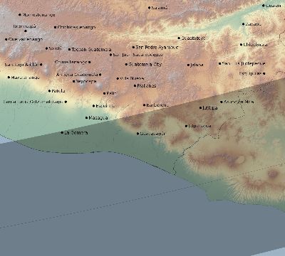 Map of the eclipse path across Guatemala on 12/13/2346
